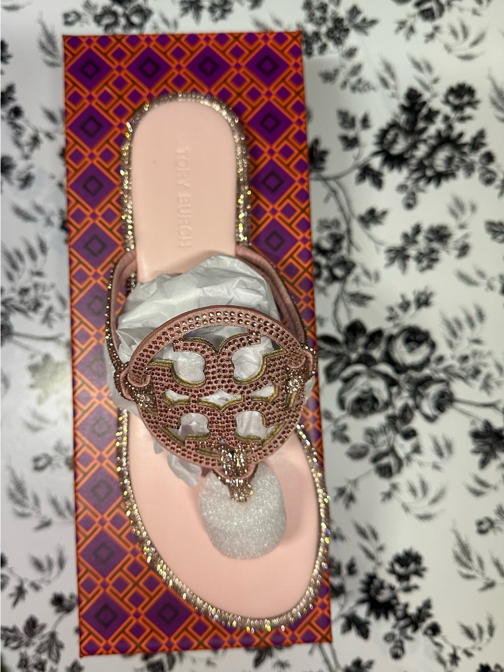 Tory Burch Rose Gold and Blush Miller Toe-Post Sandal